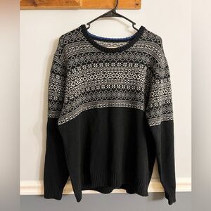 Vintage Sears Roebuck Fair Isle Knit Sweater Men’s XL Black & White